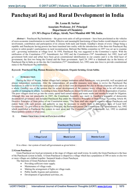 Panchayati Raj and Rural Development in India