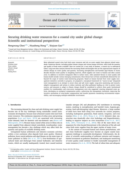 Securing Drinking Water Resources for a Coastal City Under Global Change: Scientiﬁc and Institutional Perspectives