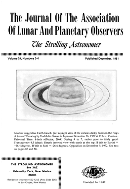 The Journal of the Association of Lunar and Planetary Observers C::Lte Strolling Astronomer