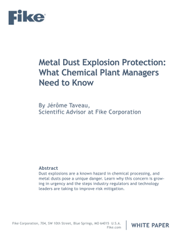 Metal Dust Explosion Protection: What Chemical Plant Managers Need to Know