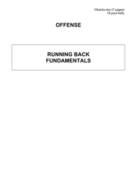 Offense Running Back Fundamentals