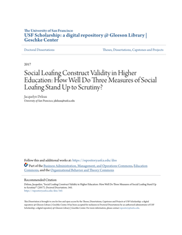 Social Loafing Construct Validity In