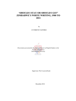 Zimbabwe's White Writing, 1980 to 2011