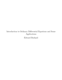 Introduction to Ordinary Differential