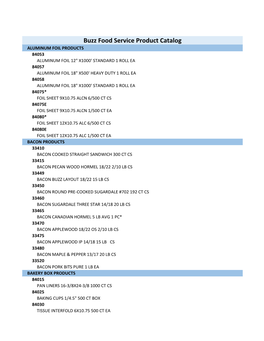 Buzz Food Service Product Catalog