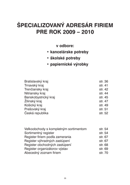 Špecializovaný Adresár Firiem Pre Rok 2009