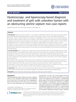 Hysteroscopy- and Laparoscopy-Based Diagnosis And