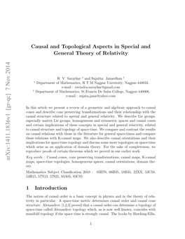 Causal and Topological Aspects in Special and General Theory Of