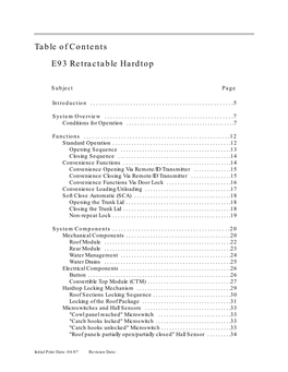 Table of Contents E93 Retractable Hardtop