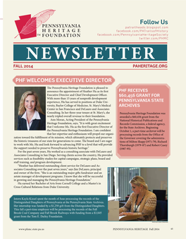 Newsletter Fall 2014 Paheritage.Org