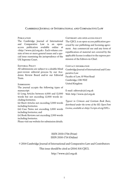 Cambridge Journal of International and Comparative Law