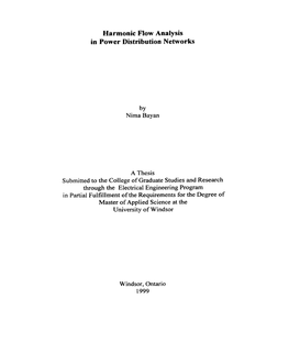 Harrnonic Flow Analysis in Power Distribution Networks