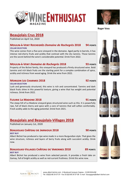 Beaujolais Crus 2018