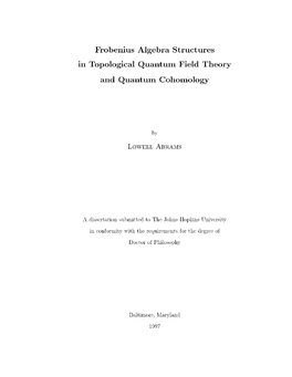 Frobenius Algebra Structures in Topological Quantum Field Theory