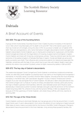 Dalriada a Brief Account of Events