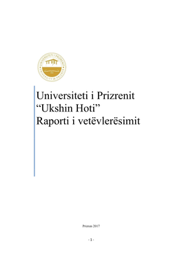 Universiteti I Prizrenit “Ukshin Hoti” Raporti I Vetëvlerësimit