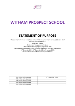 Witham Prospect School Statement of Purpose