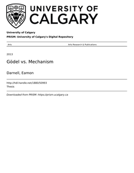 Gödel Vs. Mechanism