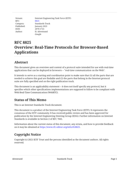Overview: Real-Time Protocols for Browser-Based Applications