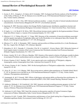 Annual Review of Pteridological Research - 2005