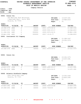 United States Department of the Interior Minerals Management Service Codetail Company 02-Mar-2009 Page