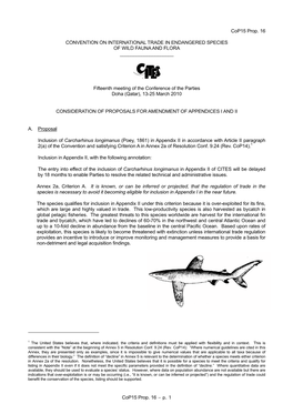 P. 1 Cop15 Prop. 16 CONVENTION on INTERNATIONAL TRADE IN