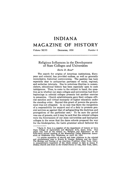INDIANA MAGAZINE of HISTORY Volume XLVI DECEMBER,1950 Number 4