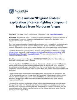 $1.8 Million NCI Grant Enables Exploration of Cancer-Fighting Compound