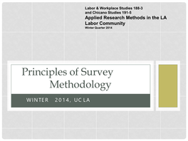 Principles of Survey Methodology