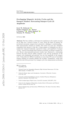 Arxiv:2006.15263V3 [Astro-Ph.SR] 13 Oct 2020 6 School of Engineering and Innovation, STEM Faculty, the Open University, Milton Keynes, UK