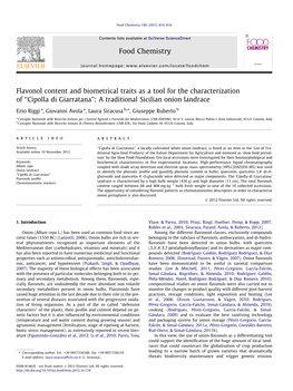 Flavonol Content and Biometrical Traits As a Tool for the Characterization Of