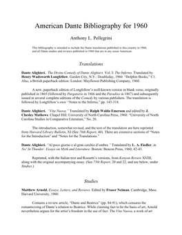 American Dante Bibliography for 1960.Pdf