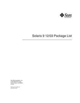 Solaris 9 12/03 Package List