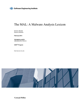 A Malware Analysis Lexicon