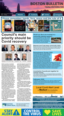 BOSTON BULLETIN Tuesday 20Th October 2020