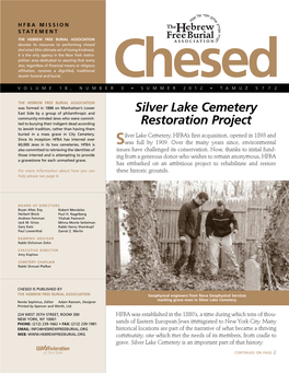 Silver Lake Cemetery Restoration Project CONTINUED from PAGE 1