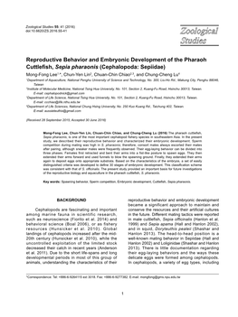 Reproductive Behavior and Embryonic