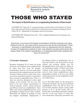 Those Who Stayed: the Impact of Gentrification On