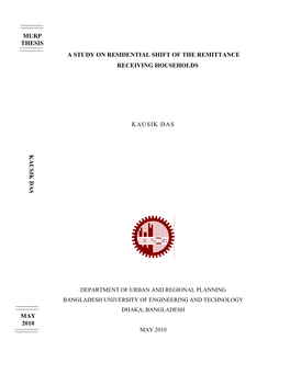 A Study on Residential Shift of the Remittance Receiving Households