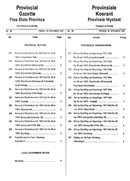 Provincial Provinsiale Gazette Koerant Free State Province Provinsie Vrystaat