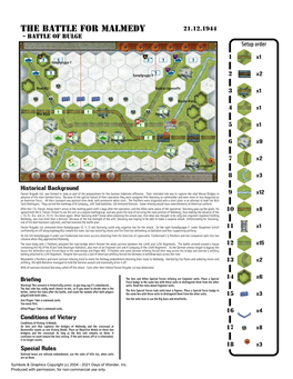 The Battle for Malmedy 21.12.1944 - Battle of Bulge Setup Order