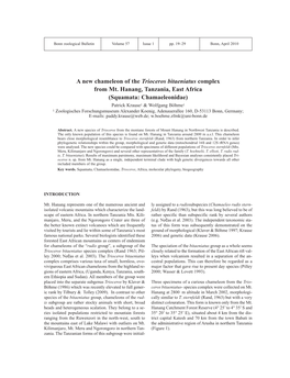 A New Chameleon of the Trioceros Bitaeniatus Complex from Mt. Hanang, Tanzania, East Africa