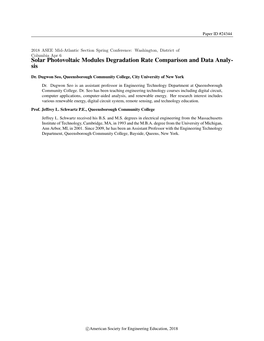 Solar Photovoltaic Modules Degradation Rate Comparison and Data Analy- Sis