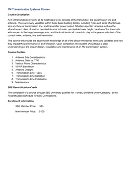 FM Transmission Systems Course