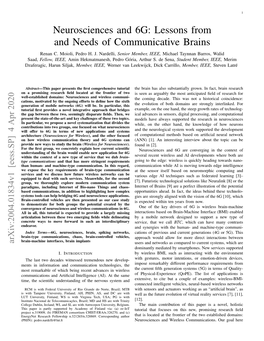 Neurosciences and 6G: Lessons from and Needs of Communicative Brains Renan C