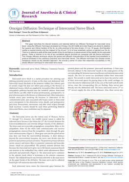 Omoigui Diffusion Technique of Intercostal Nerve Block