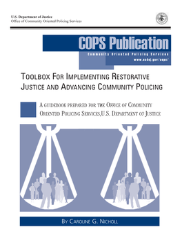 Toolbox for Implementing Restorative Justice and Advancing Community Policing