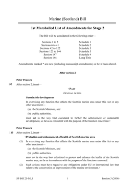 Marshalled List of Amendments for Stage 2