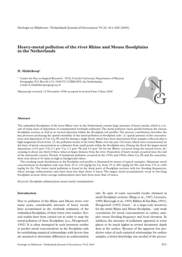 Heavy-Metal Pollution of the River Rhine and Meuse Floodplains in the Netherlands