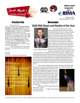 2018 PBA Player and Rookie of the Year Newsletter